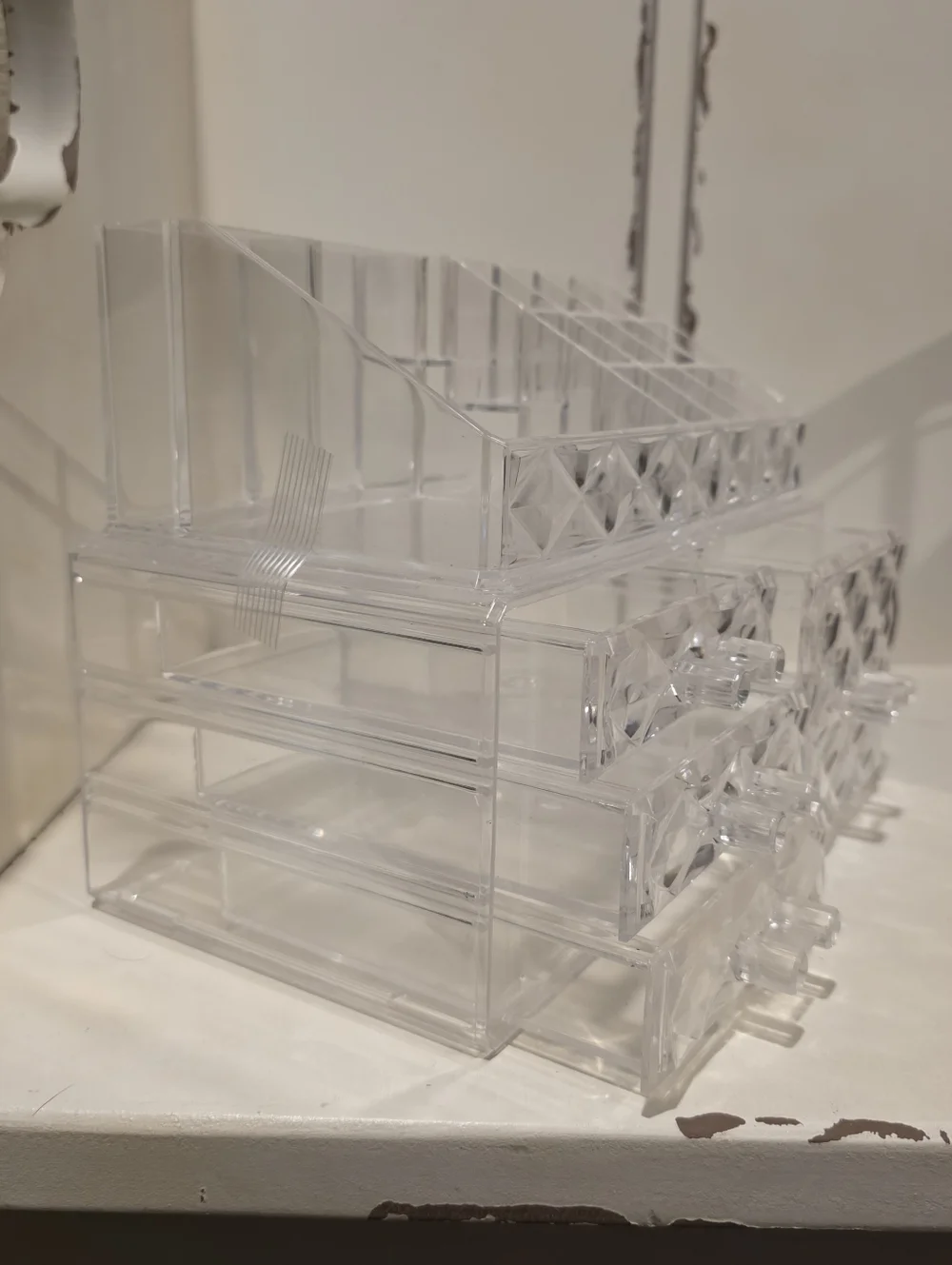Clear Acrylic Cosmetic Organizer with Drawers and Compartments